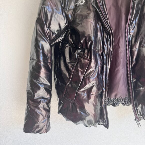 ASOS DESIGN Metallic Mongolian Faux Fur Padded Jacket – Size 0 - Picture 5 of 9